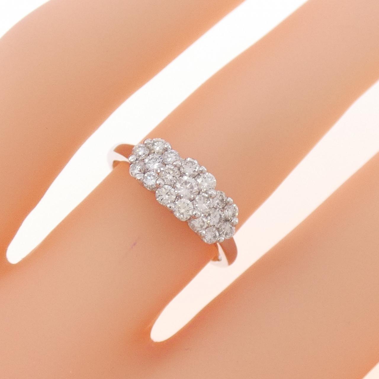 K18WG フラワー ダイヤモンド リング 0.50CT