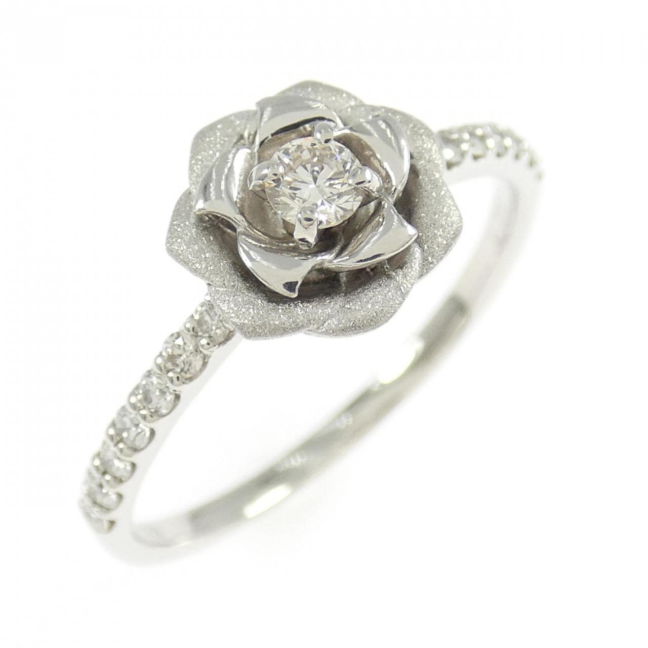 PT950花朵鑽石戒指，0.25克拉