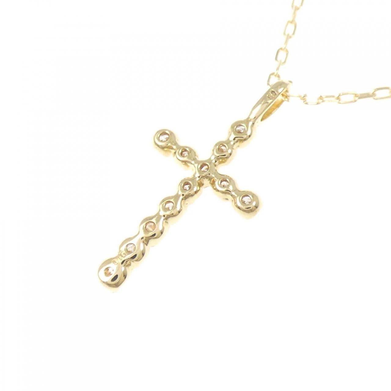 K18YG クロス ダイヤモンド ネックレス 0.10CT