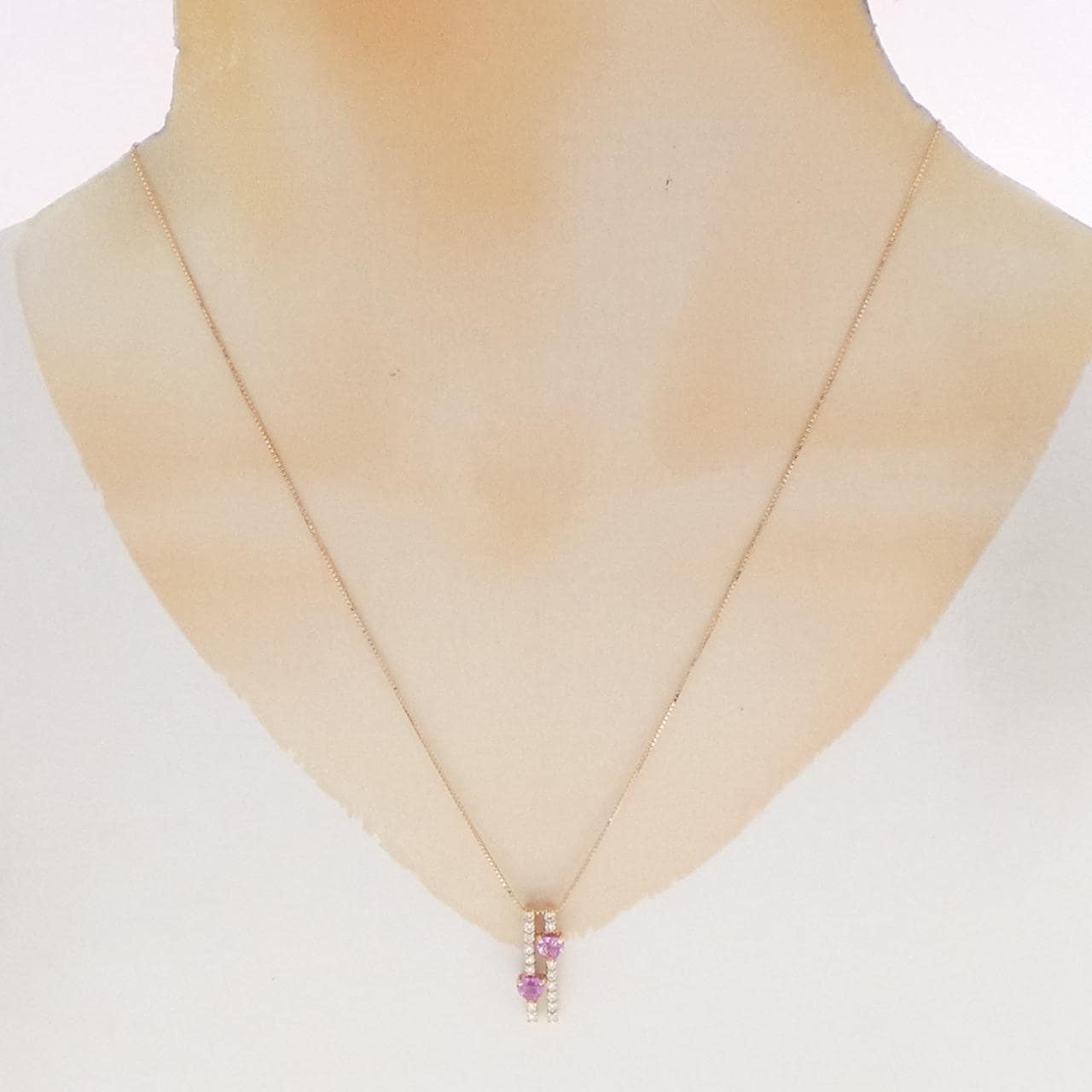 K18PG ハート サファイヤ ネックレス 0.54CT