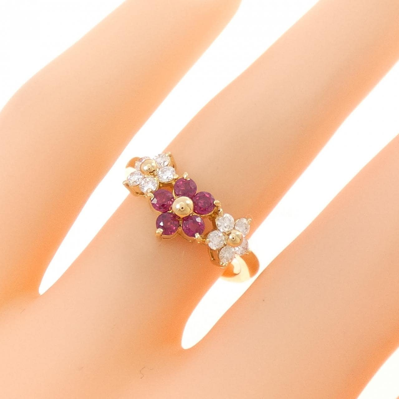 ミキモト フラワー ルビー リング 0.30CT