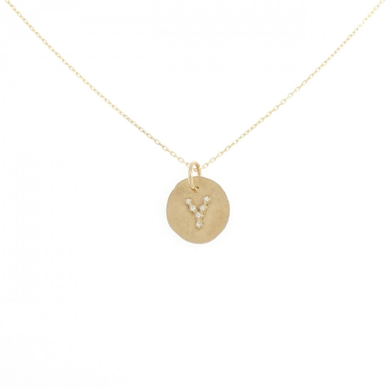 K18YG イニシャルY ダイヤモンド ネックレス