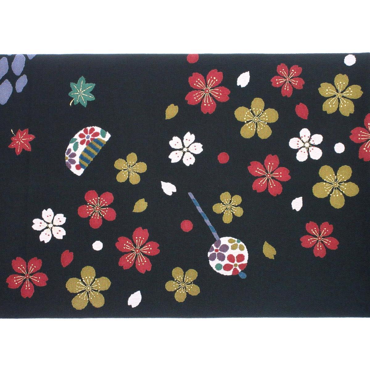 袋帯　ちりめん染帯　全通柄