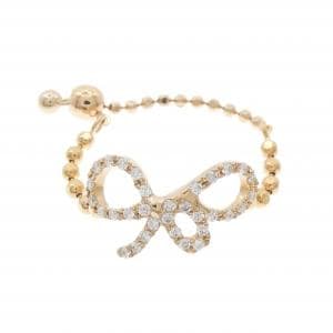 K18PG リボン ダイヤモンド リング 0.19CT