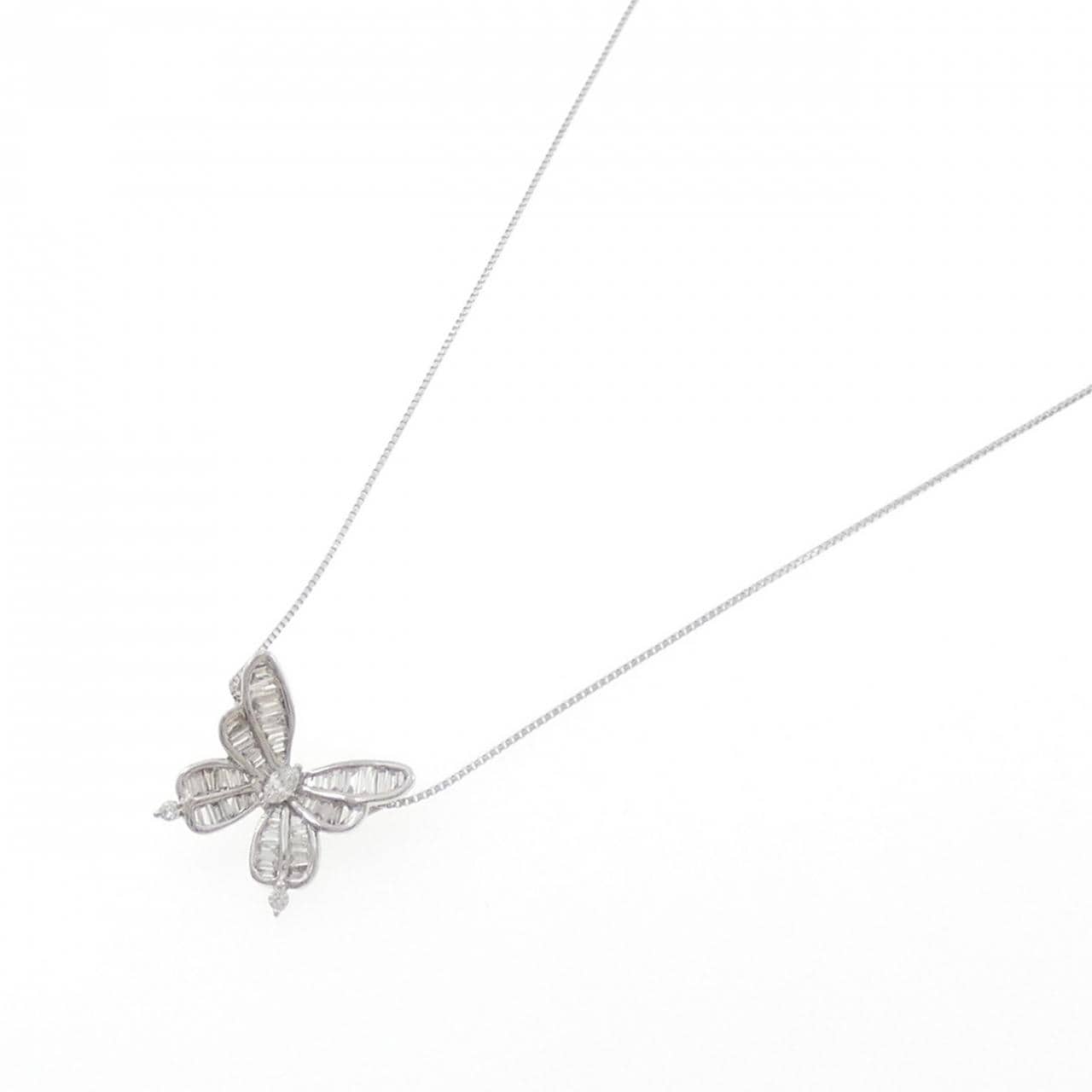 K18WG バタフライ ダイヤモンド ネックレス 0.40CT