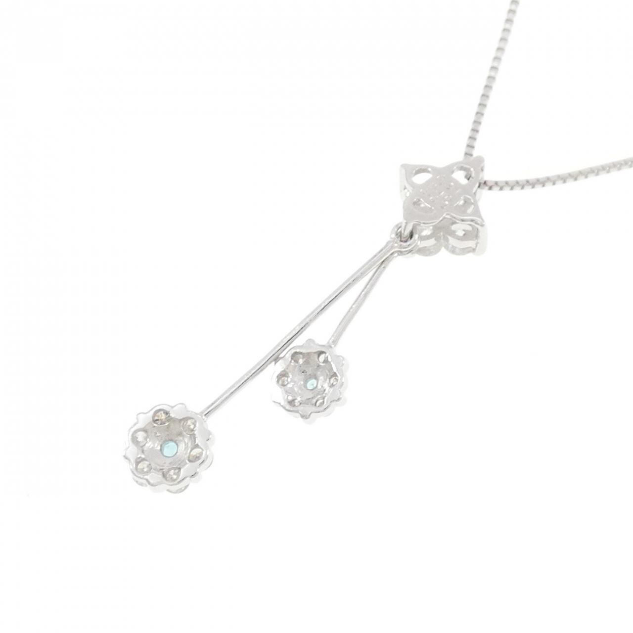 K18WG フラワー トルマリン ネックレス 0.02CT