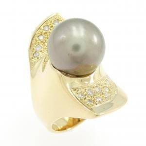 K18YG 黒蝶パール リング 11.8mm