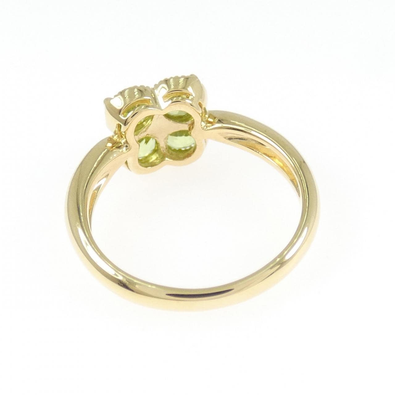 K18YG フラワー ペリドット リング