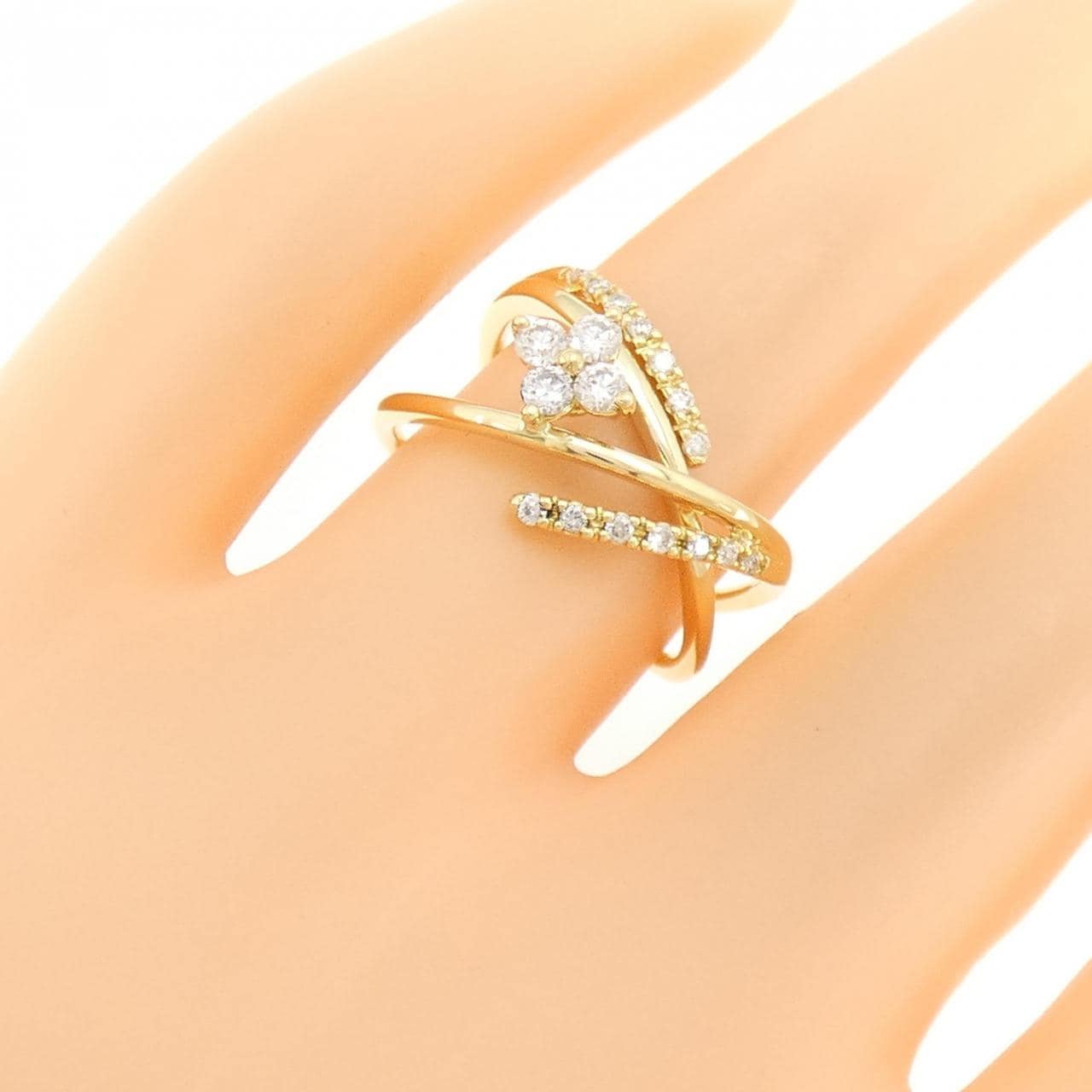 K18YG flower Diamond ring 0.29CT