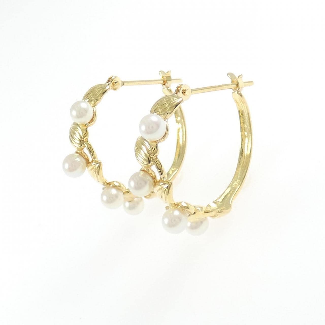 K18YG アコヤパール フープ ピアス