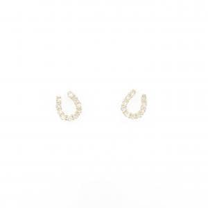 【新品】K18YG ホースシュー ダイヤモンド ピアス 0.20CT