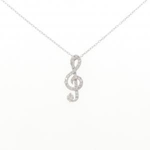 K18WG ト音記号 ダイヤモンド ネックレス 0.11CT