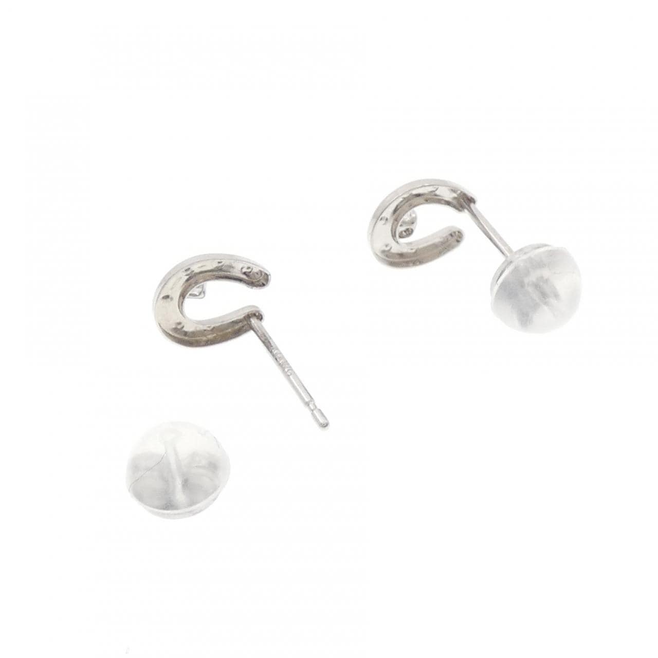 K14WG ホースシュー ダイヤモンド ピアス 0.02CT