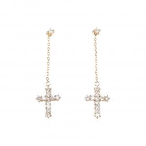 K18PG 2WAY クロス ダイヤモンド ピアス 0.24CT