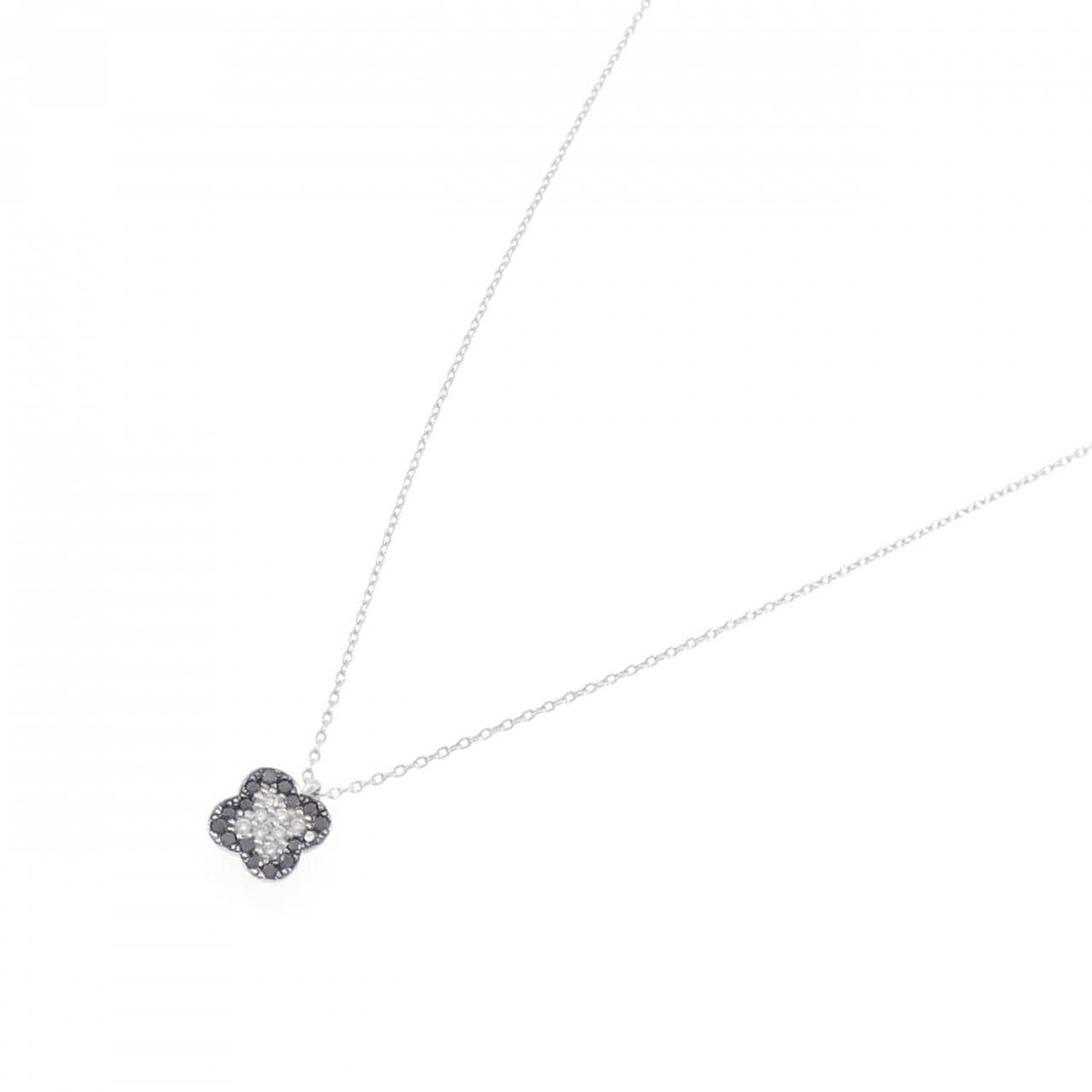K18WG クローバー ダイヤモンド ネックレス 0.12CT