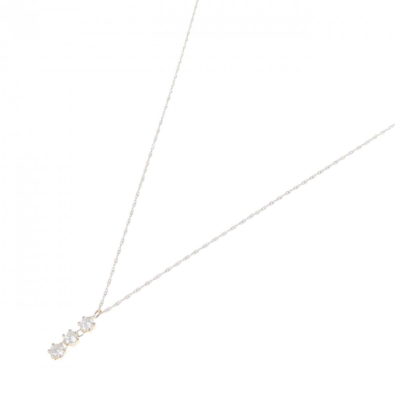 K18YG スリーストーン ダイヤモンド ネックレス 0.4CT