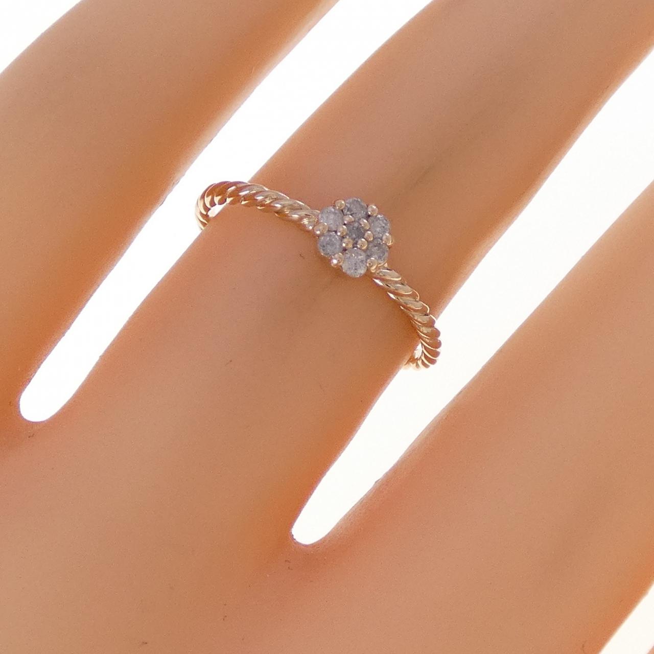 K18PG フラワー ダイヤモンド リング 0.10CT
