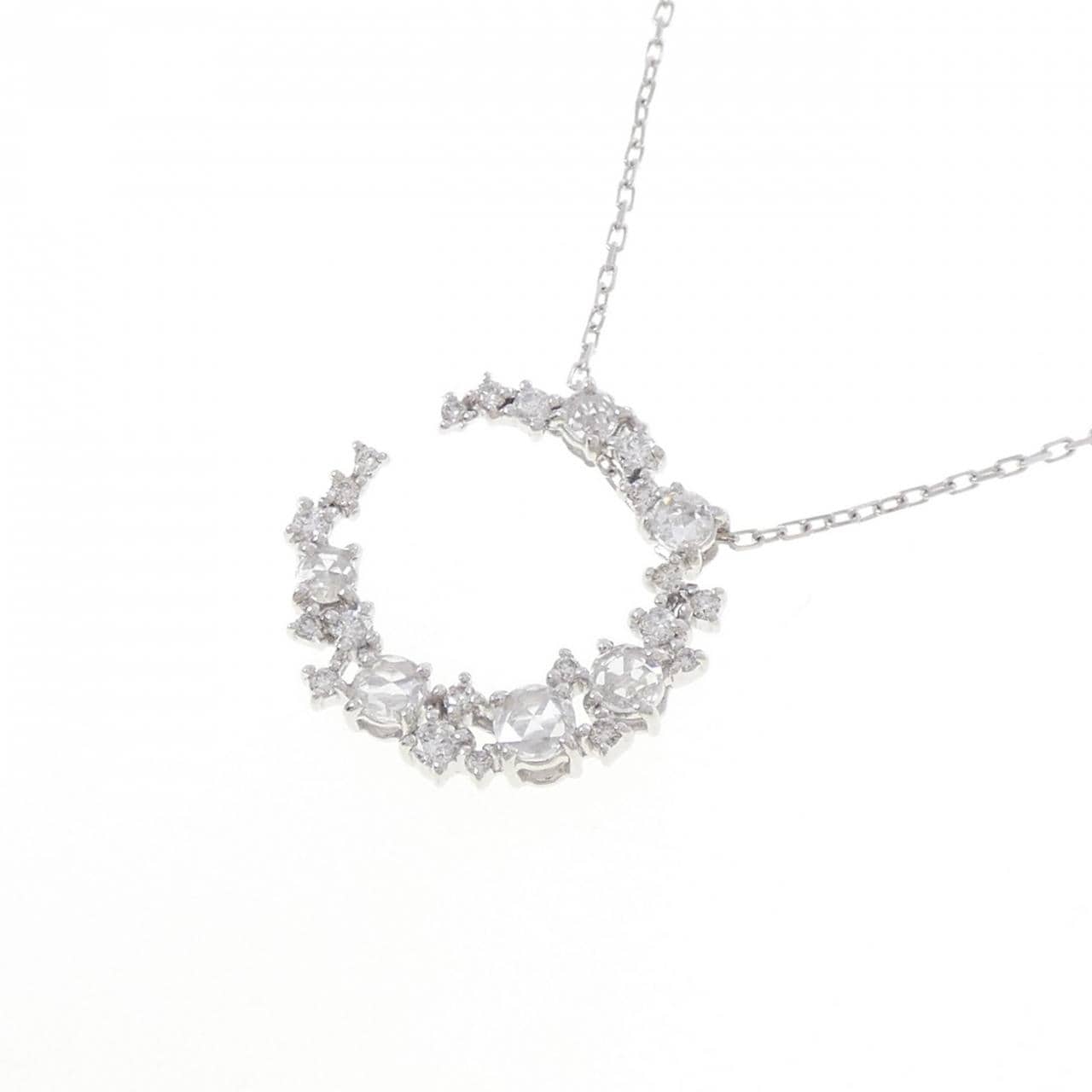 K18WG ムーン サファイヤ ネックレス 0.02CT