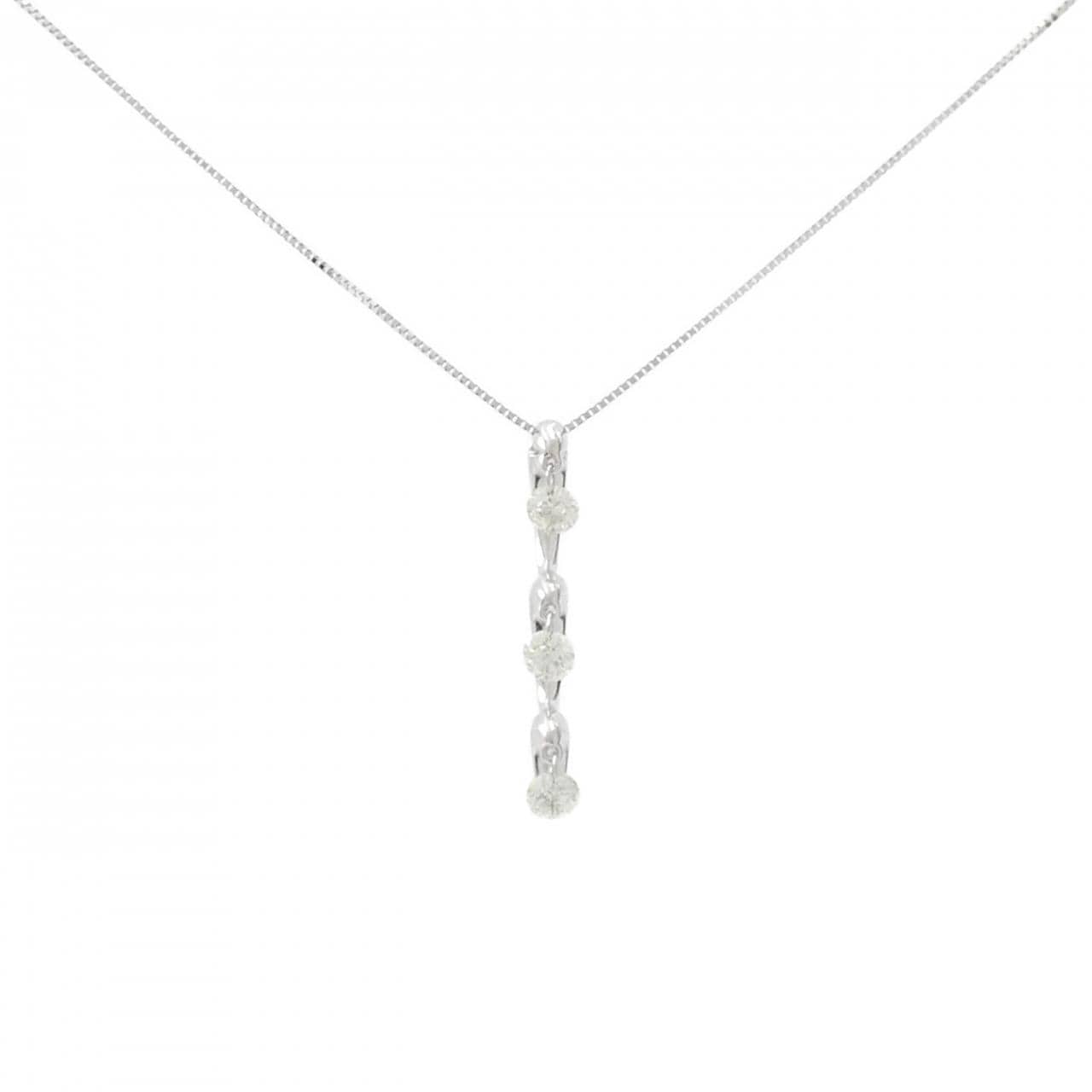 K18WG three stone Diamond necklace 0.50CT
