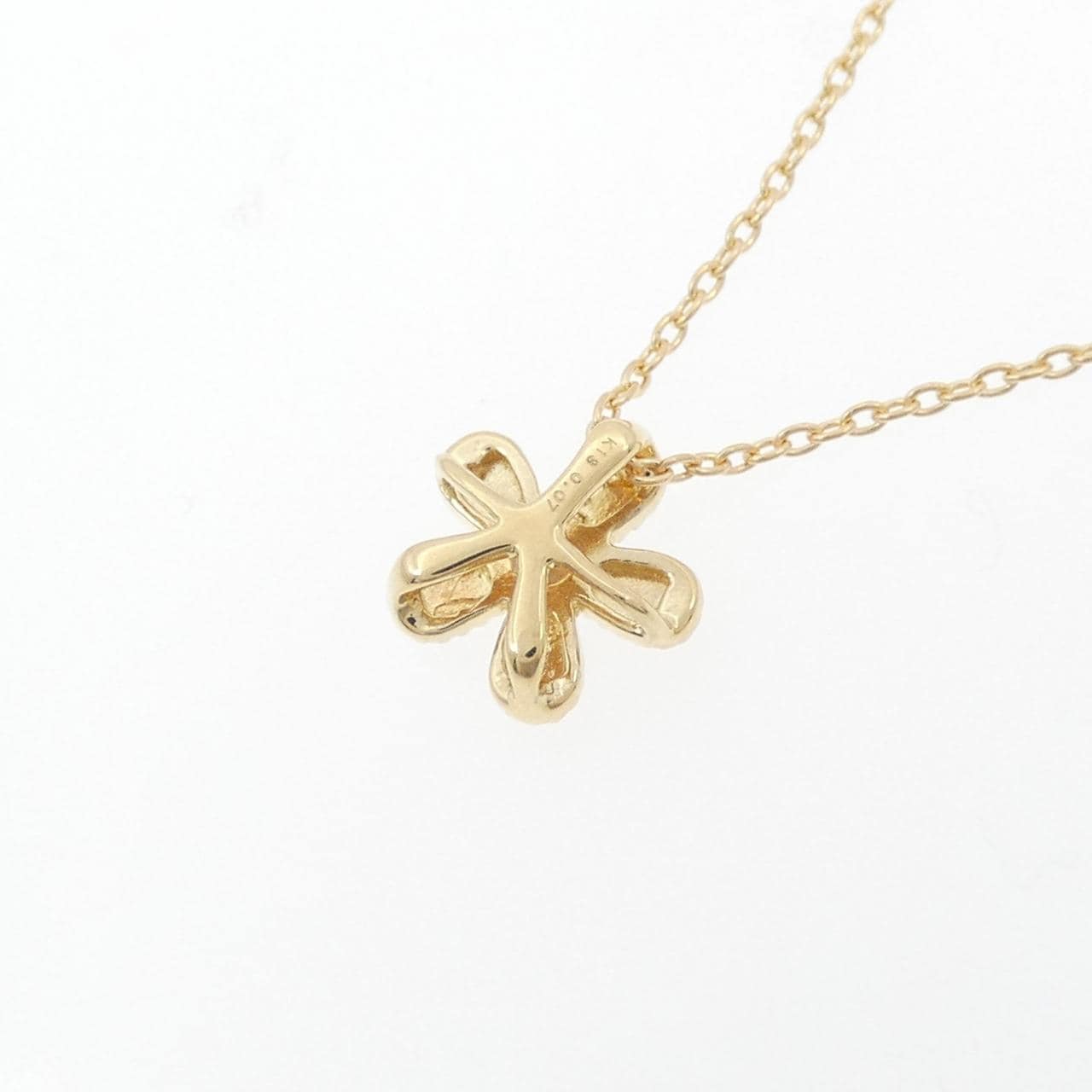 K18YG フラワー ダイヤモンド ネックレス 0.07CT