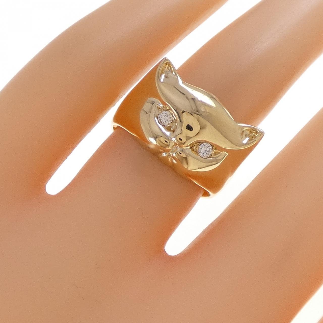 K18YG キャット ダイヤモンド リング 0.06CT