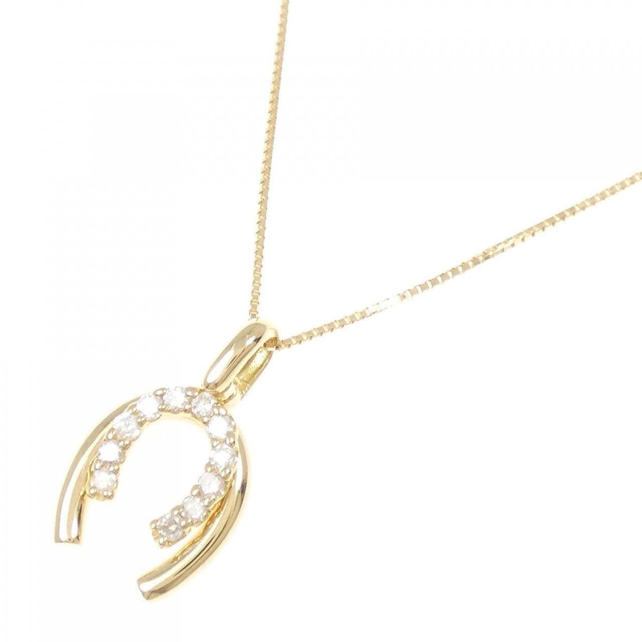 K18YG ホースシュー ダイヤモンド ネックレス 0.21CT