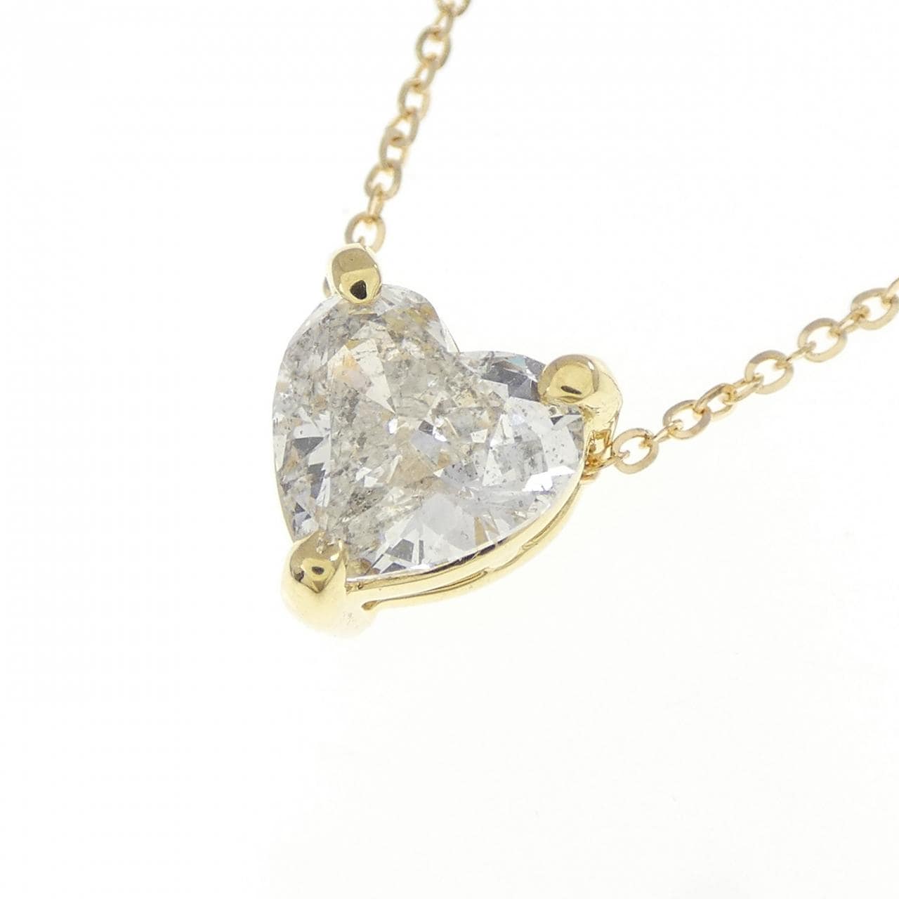 K18YG ダイヤモンド ネックレス 1.064CT H SI2 ハートシェイプ