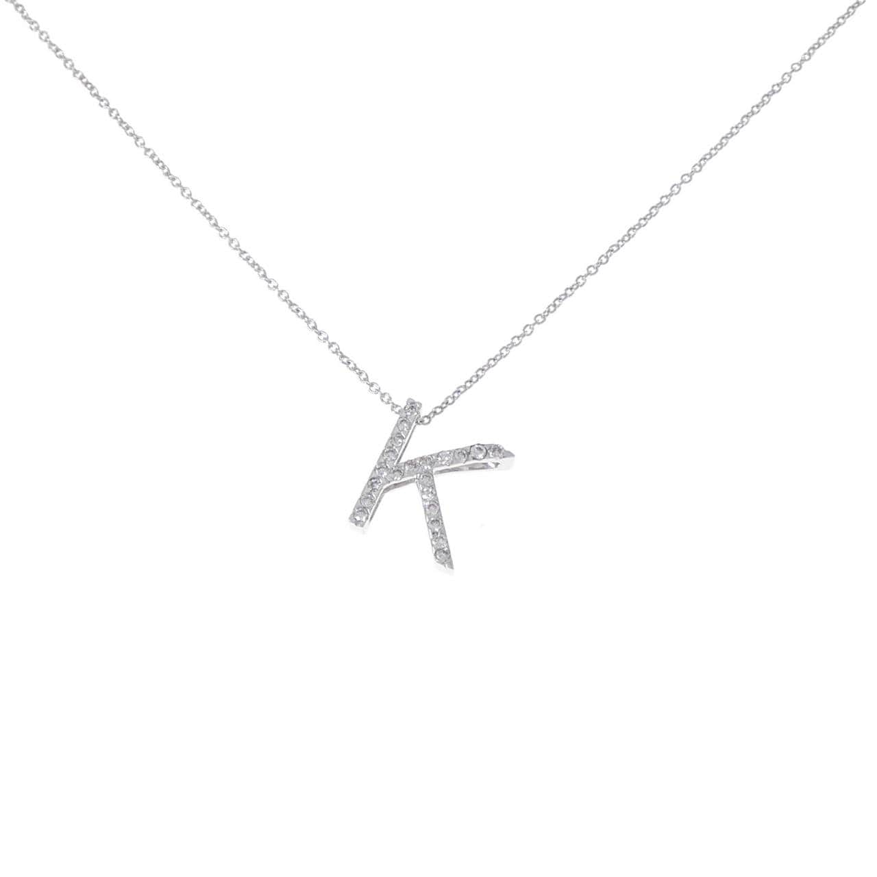 K18WG イニシャルK ダイヤモンド ネックレス 0.15CT