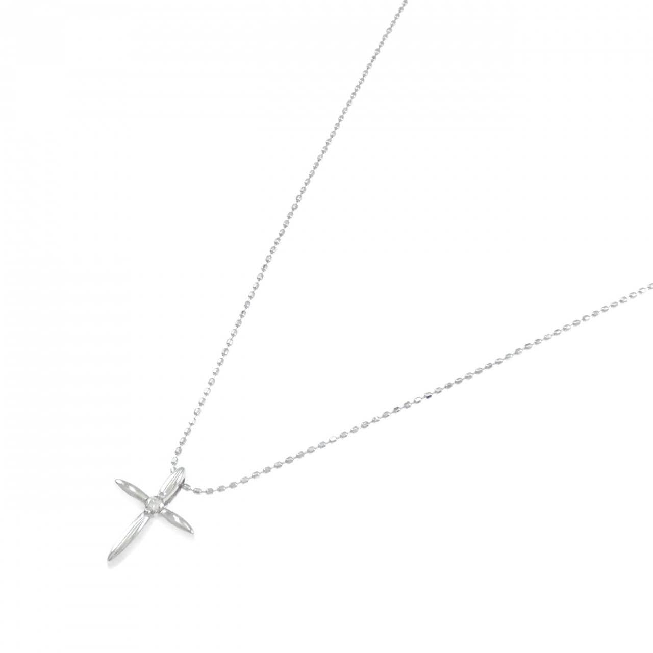 K18WG クロス ダイヤモンド ネックレス 0.03CT