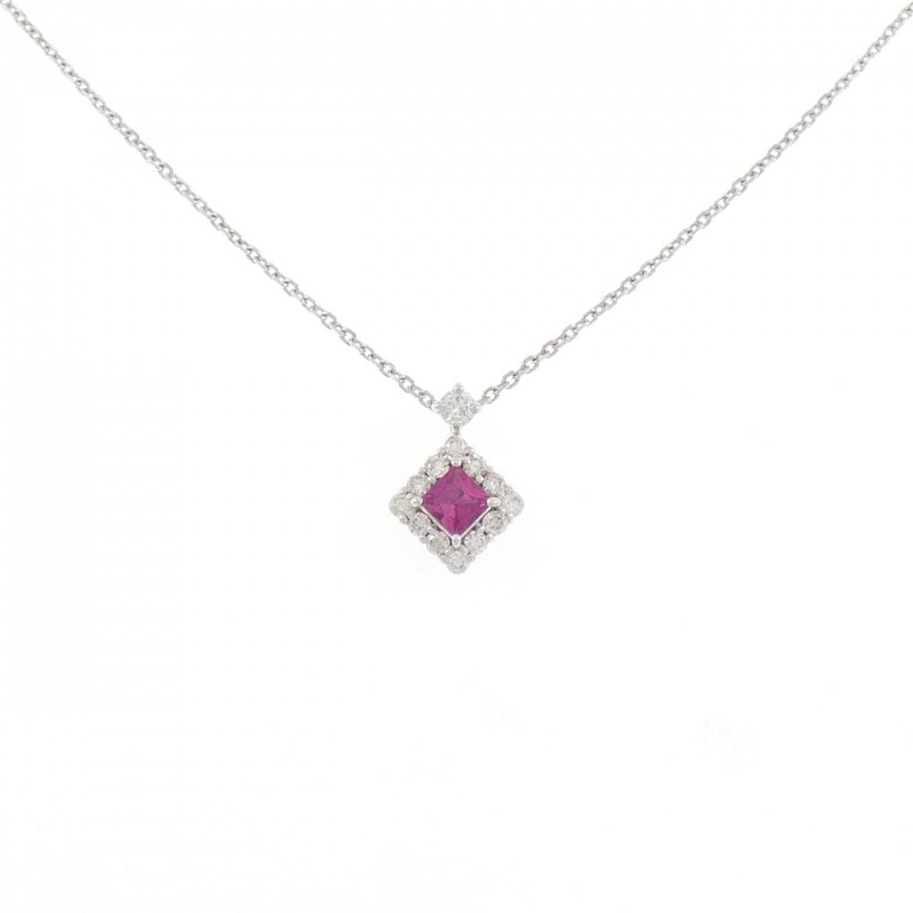 K18WG ルビー ネックレス 0.15CT