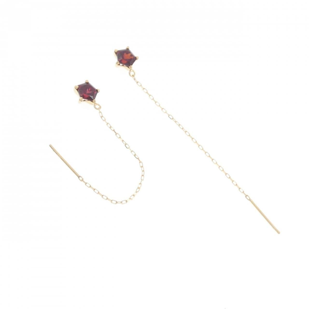 K18YG ガーネット ピアス 1.00CT