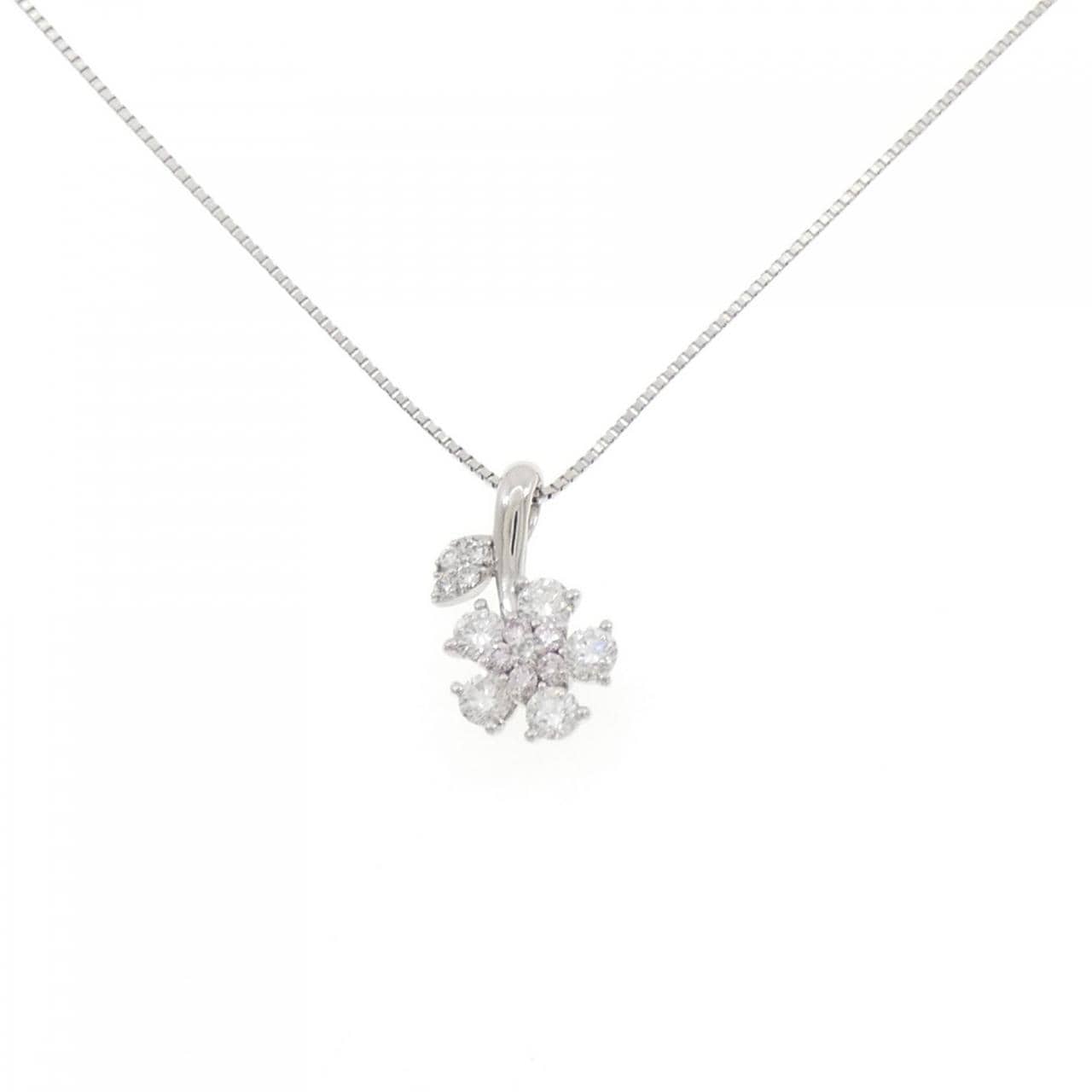 PT900/PT850 フラワー ピンクダイヤモンド ネックレス 0.07CT