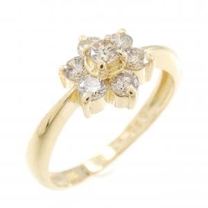 K18YG フラワー ダイヤモンド リング 0.50CT