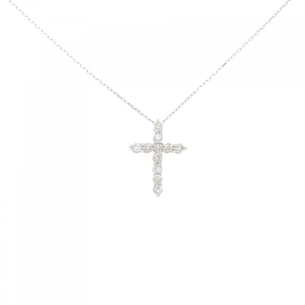 [BRAND NEW] K10WG Cross Diamond Necklace 0.20CT