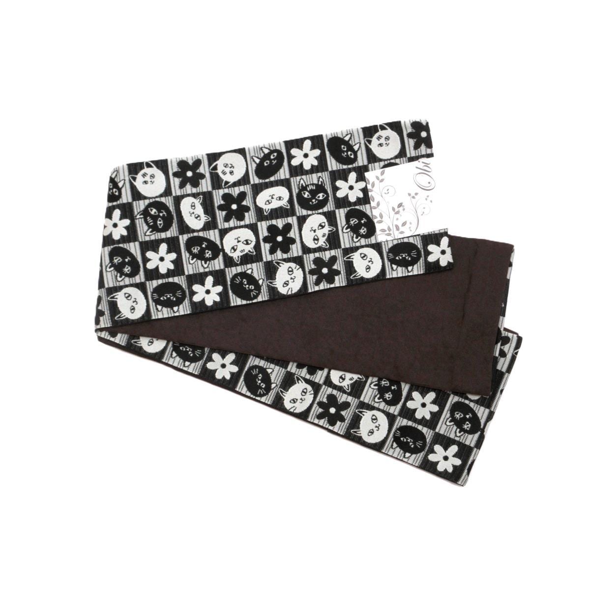 【新品】半幅帯　猫