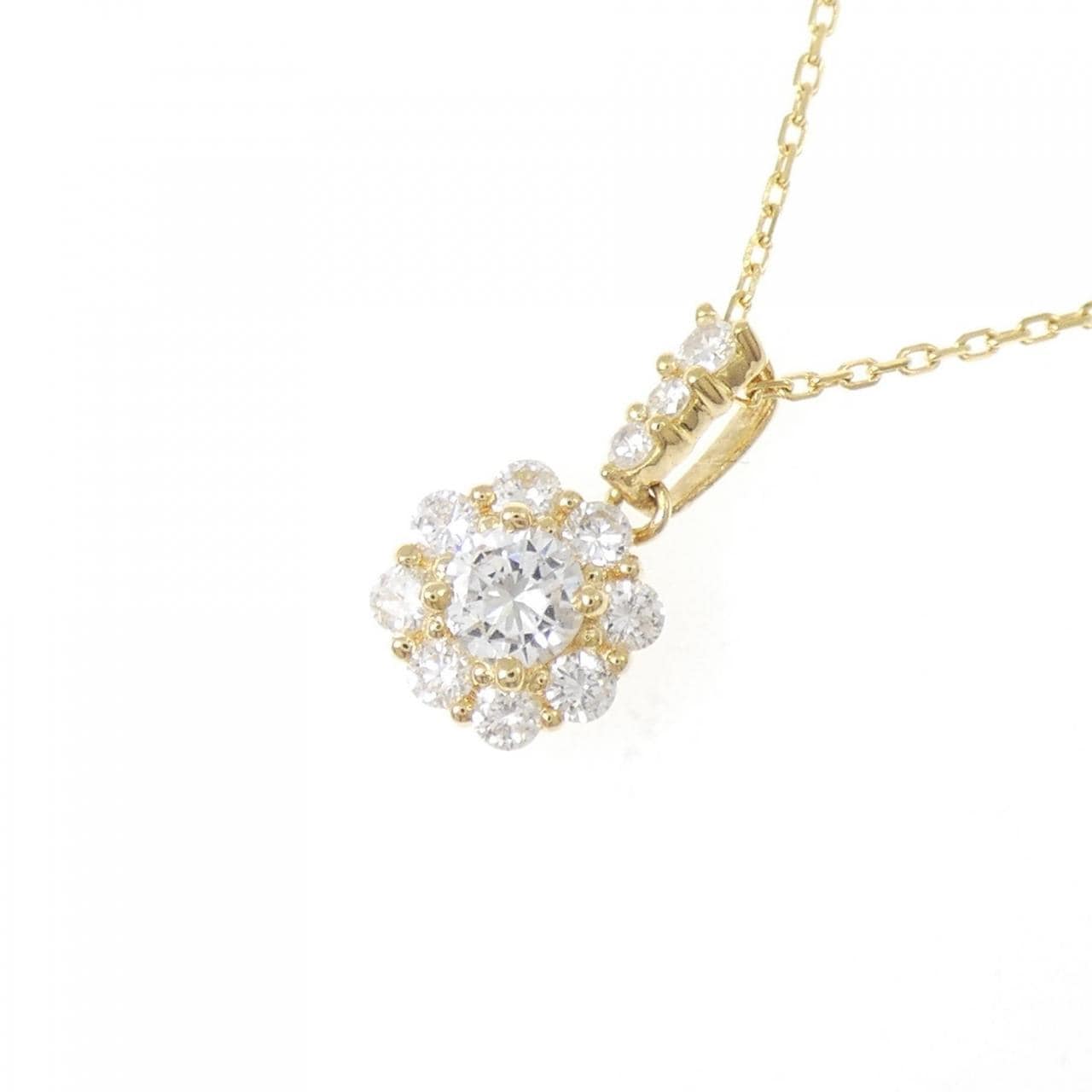 K18YG フラワー ダイヤモンド ネックレス 0.50CT