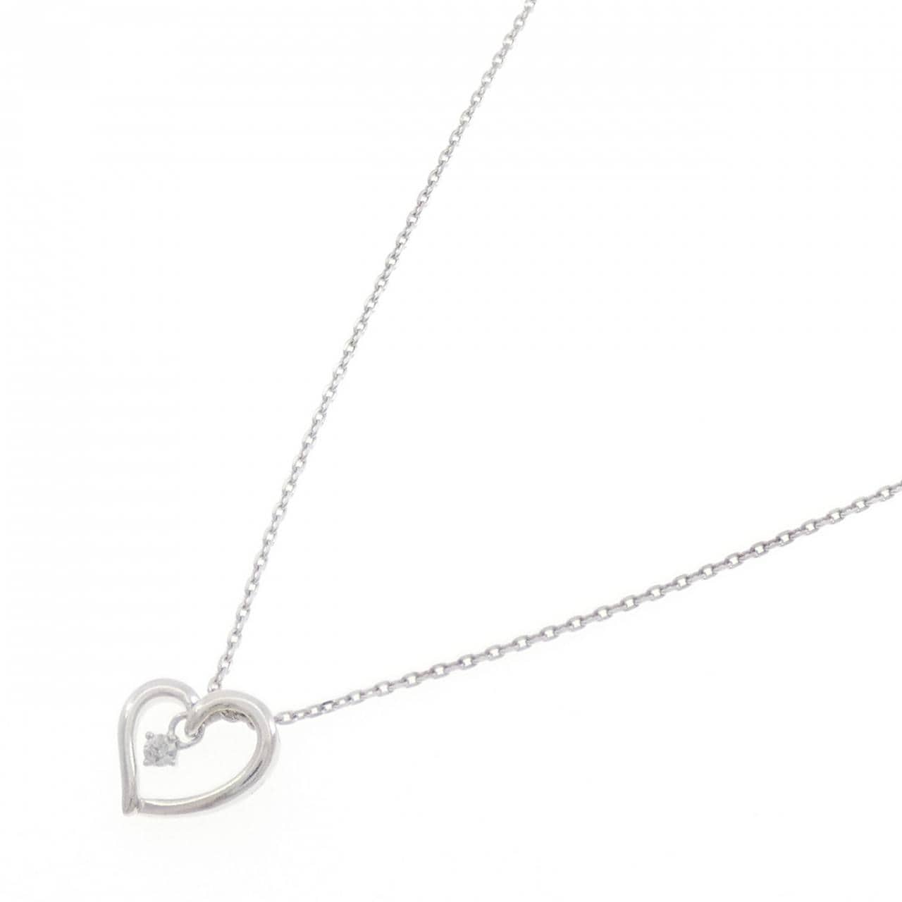 K10WG ハート ダイヤモンド ネックレス