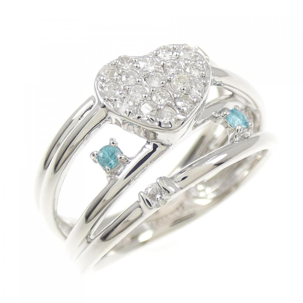 K14WG ハート トルマリン リング 0.03CT