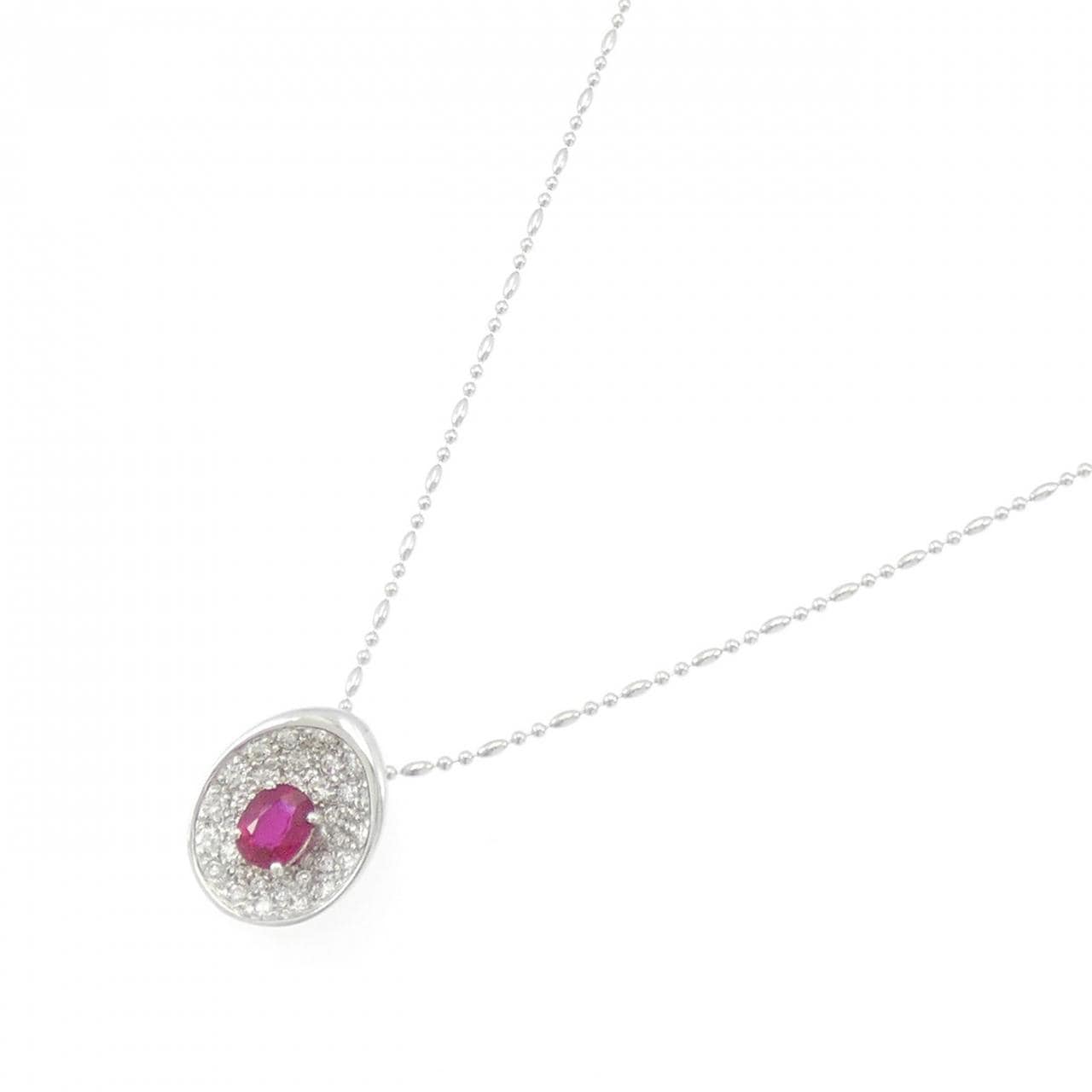 K18WG ルビー ネックレス 0.63CT