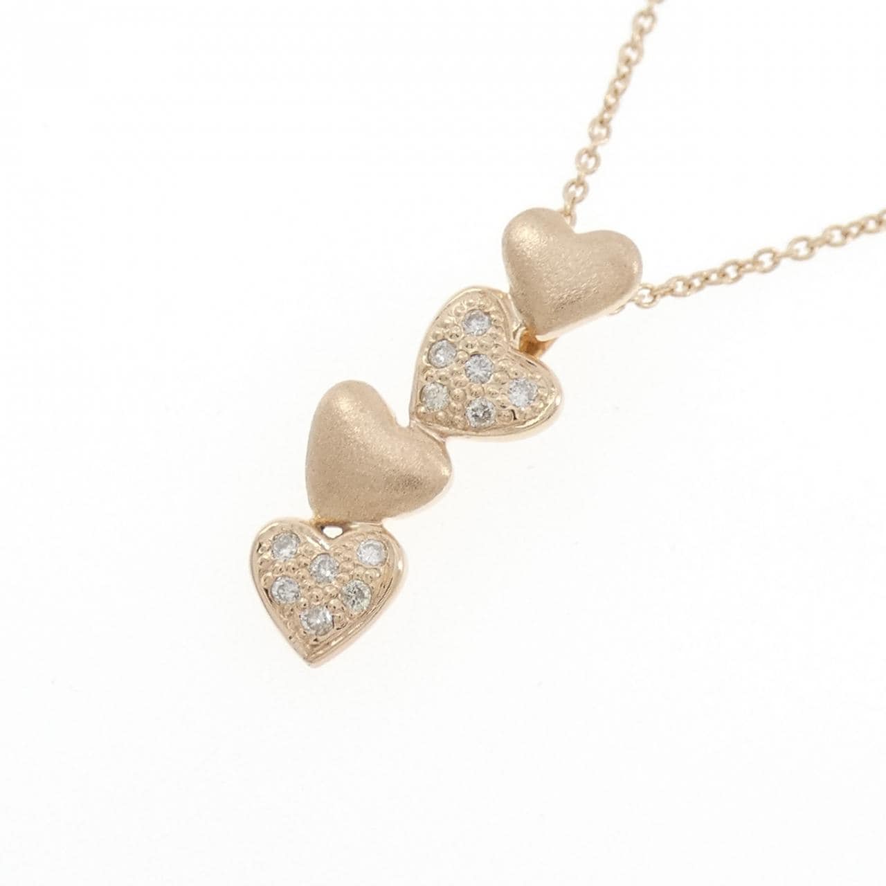 K18PG ハート ダイヤモンド ネックレス 0.10CT