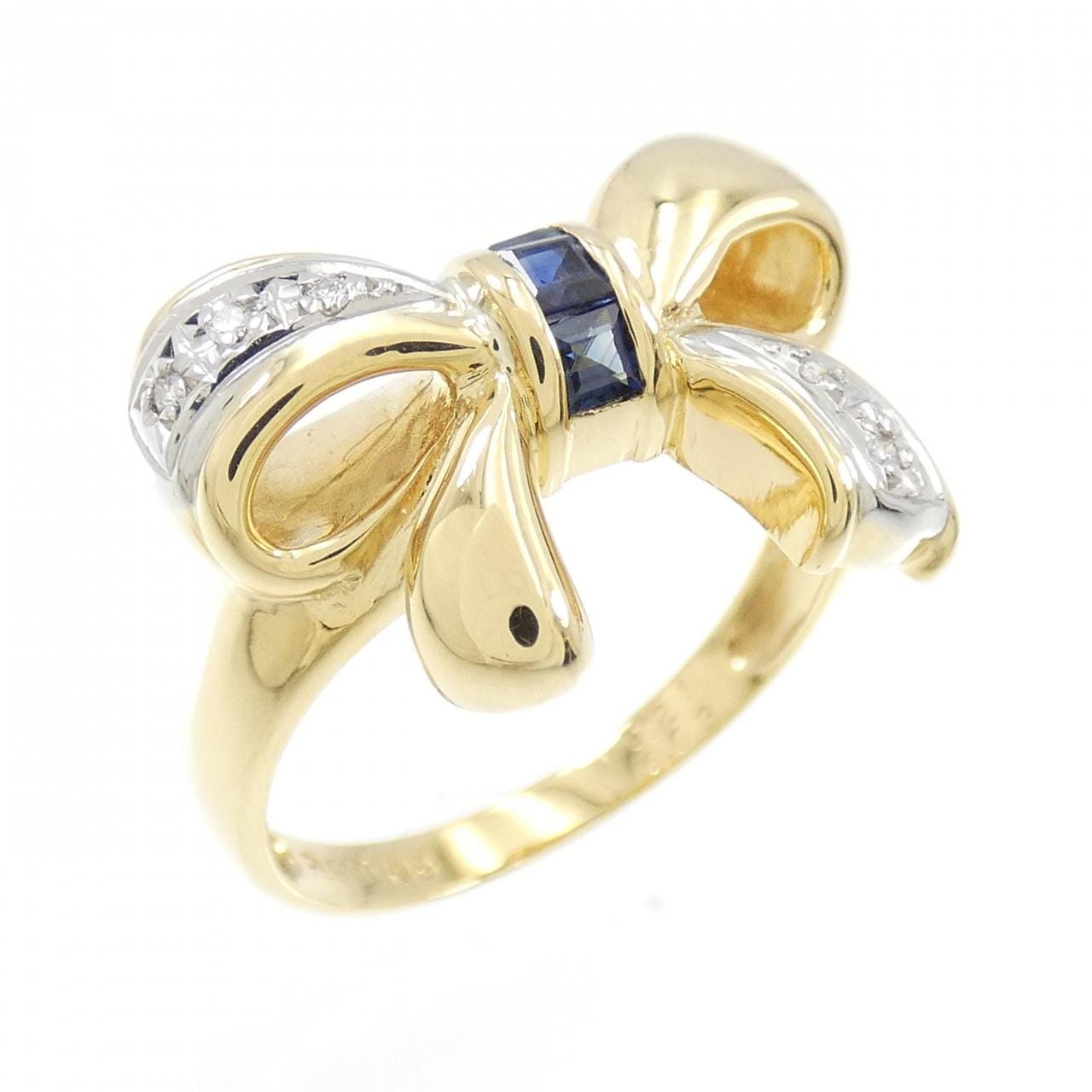 K18YG/PT Ribbon Sapphire Ring 0.21CT