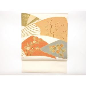 名古屋帯　塩瀬染帯　友禅金彩加工