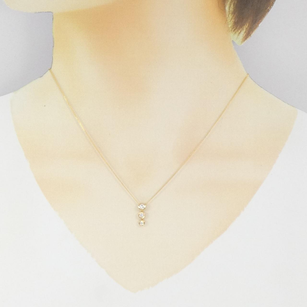 K18YG Three Stone Diamond Necklace 0.20CT