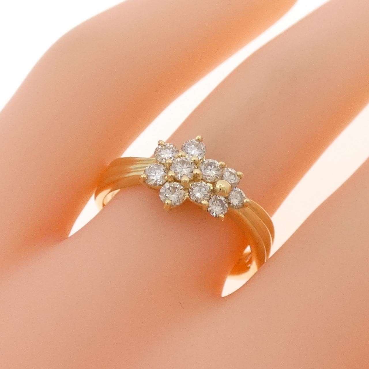 K18YG フラワー ダイヤモンド リング 0.50CT