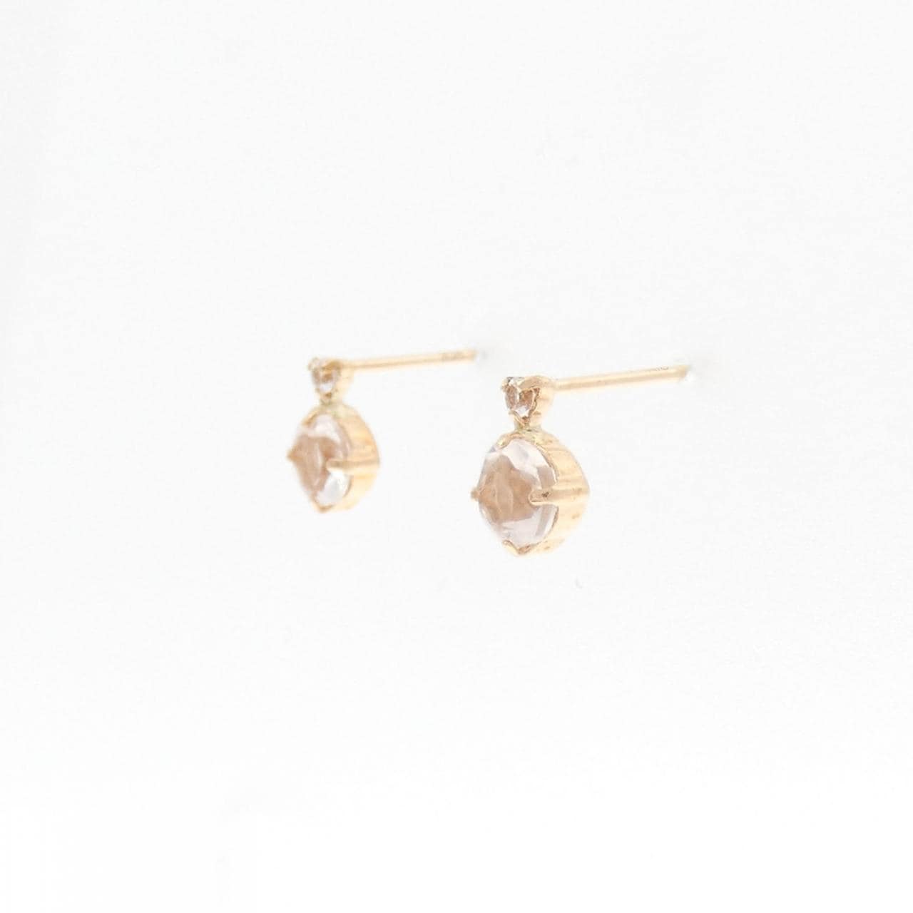 【新品】K18PG ローズクオーツ ピアス