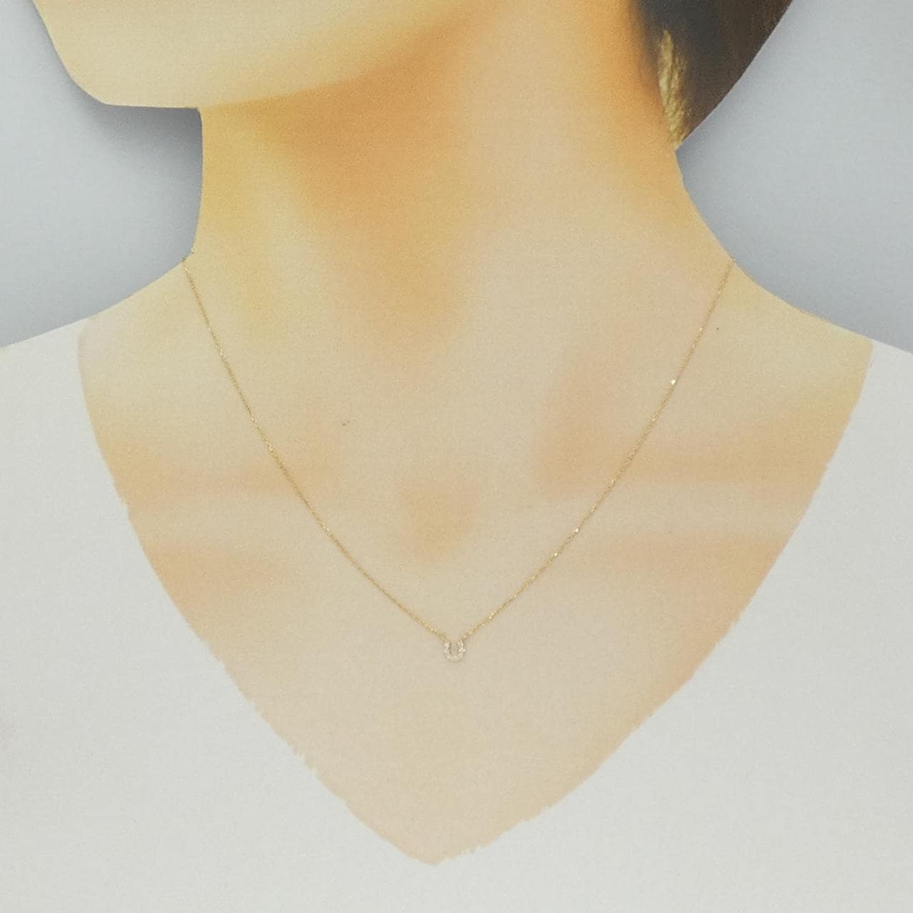 K10YG ホースシュー ダイヤモンド ネックレス 0.03CT