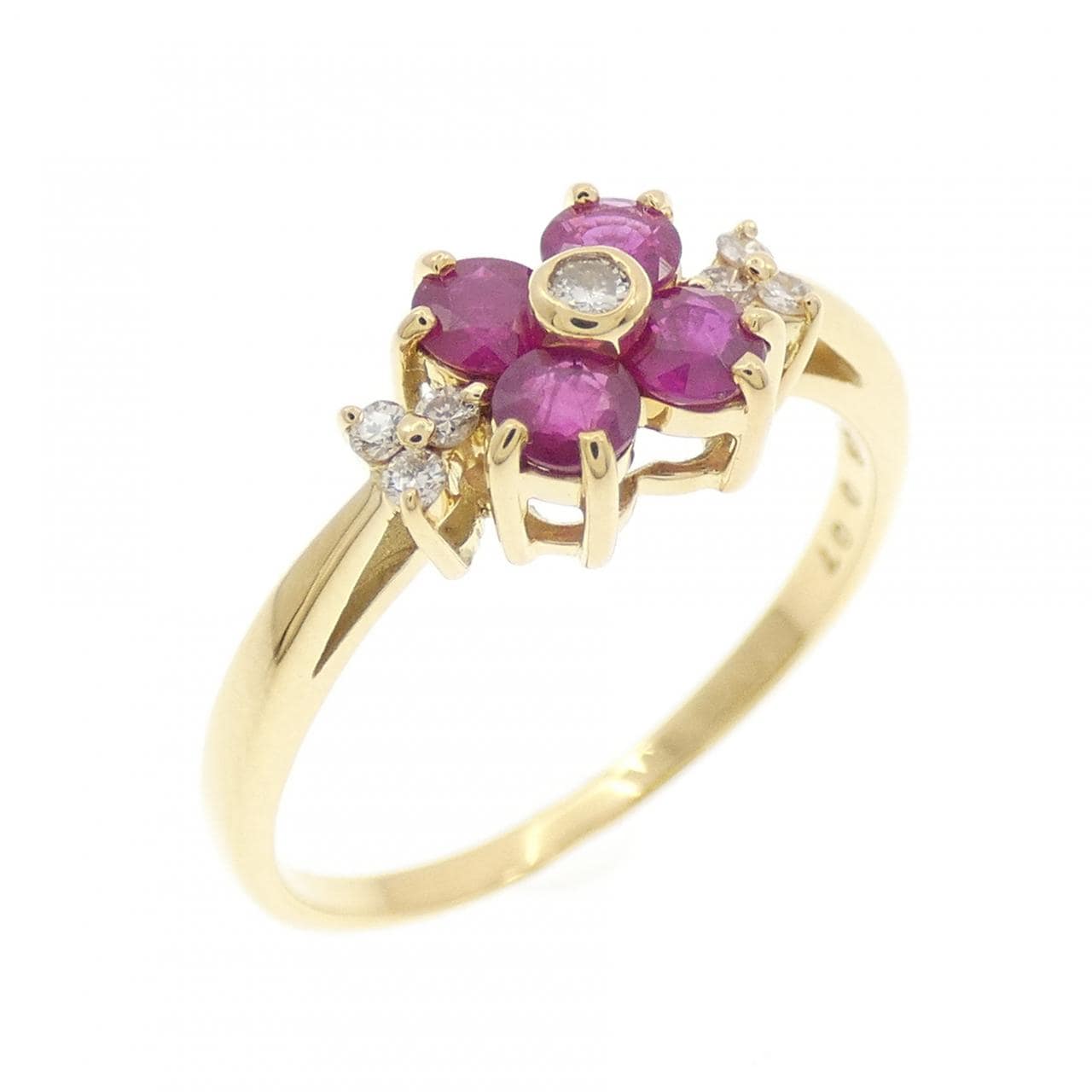 K18YG フラワー ルビー リング 0.50CT