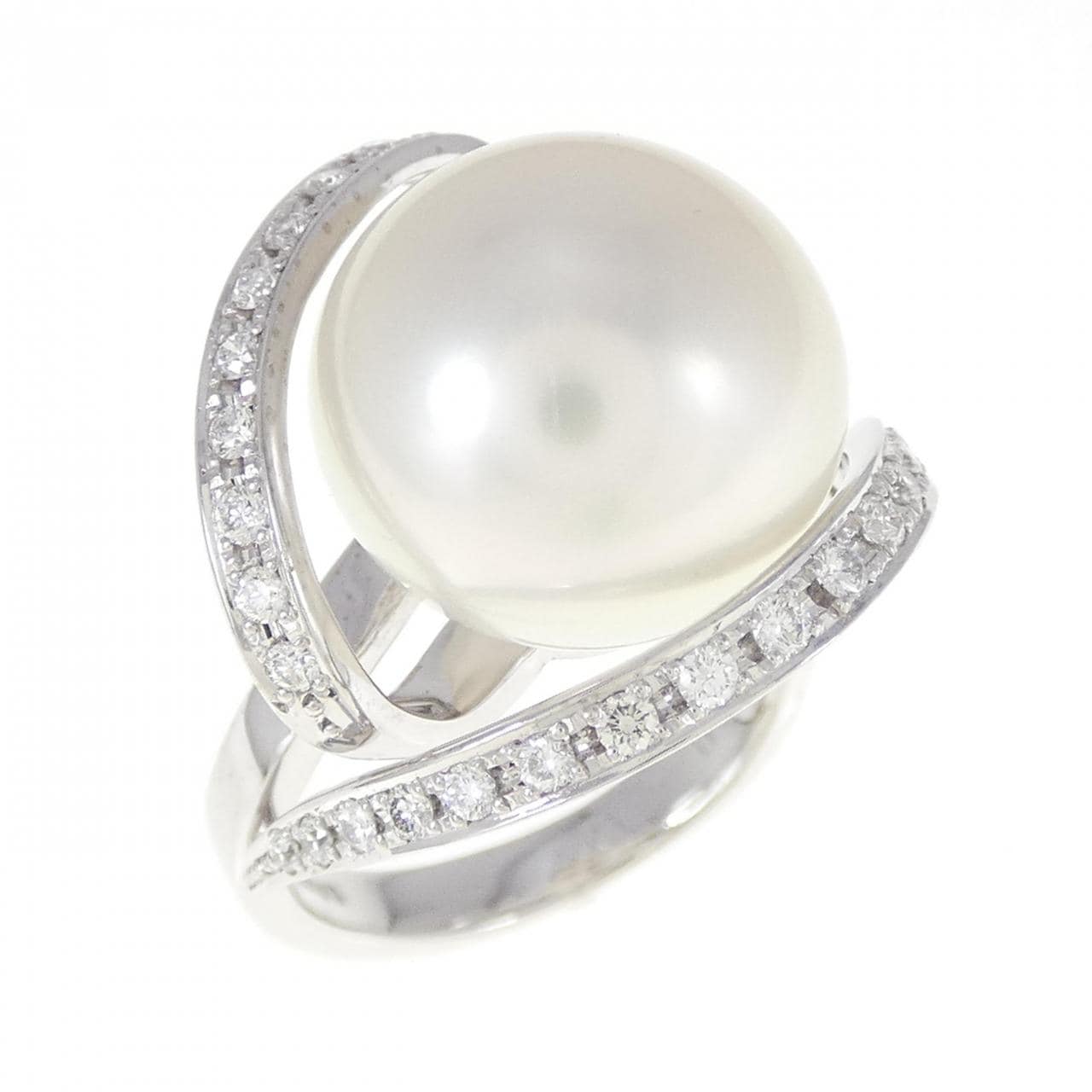 K18WG White Butterfly Pearl ring 14mm