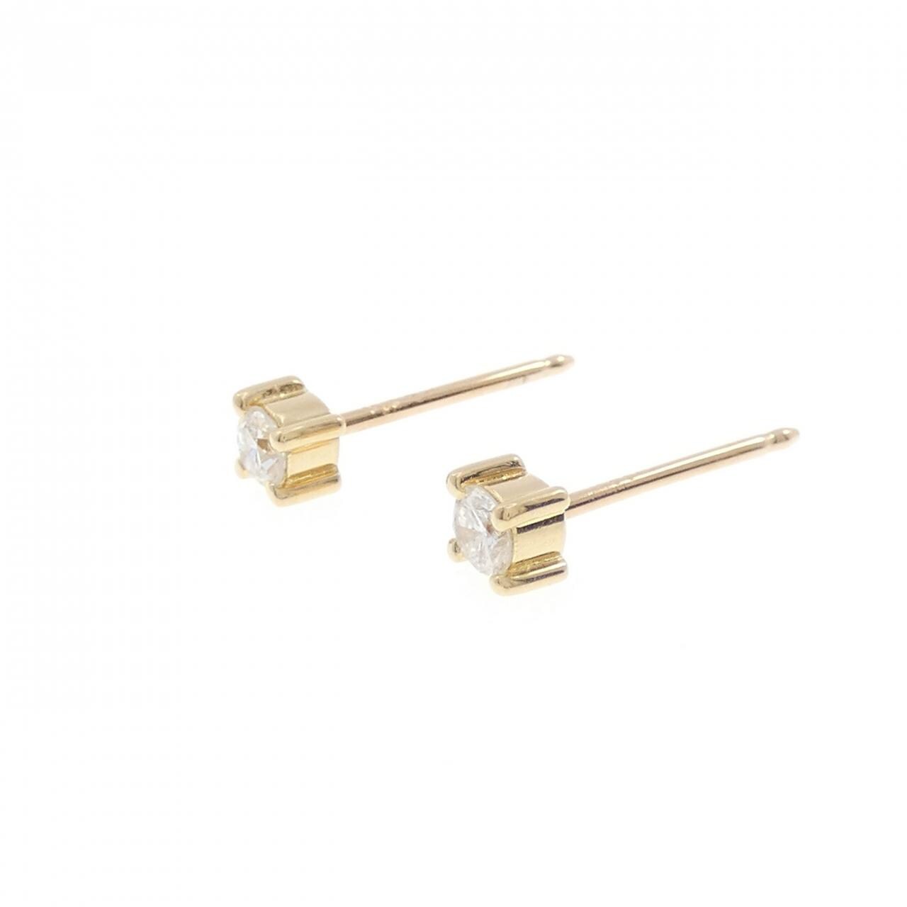 18K Yellow Gold Solitaire Diamond Earrings 0.26CT