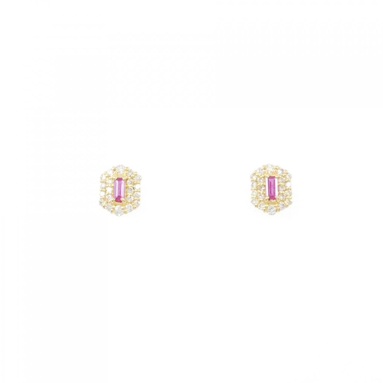[BRAND NEW] K18YG ruby earrings 0.12CT